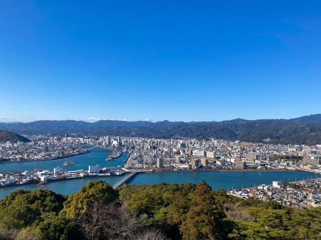 五台山から眺めた高知市内の街並み